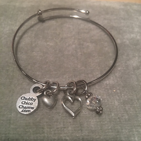 Chubby Chico Charms Heart Charm Bangle Bracelet - Picture 1 of 7
